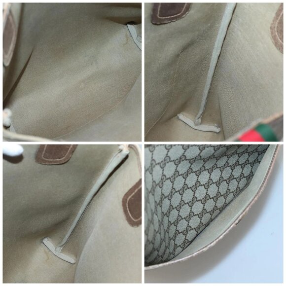 GUCCI GG Supreme Web Sherry Line Tote Bag PVC Beige Gold - Picture 14 of 15